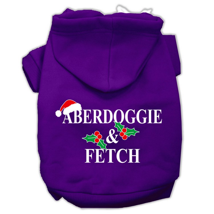 Aberdoggie Christmas Screen Print Pet Hoodies Purple Size XS